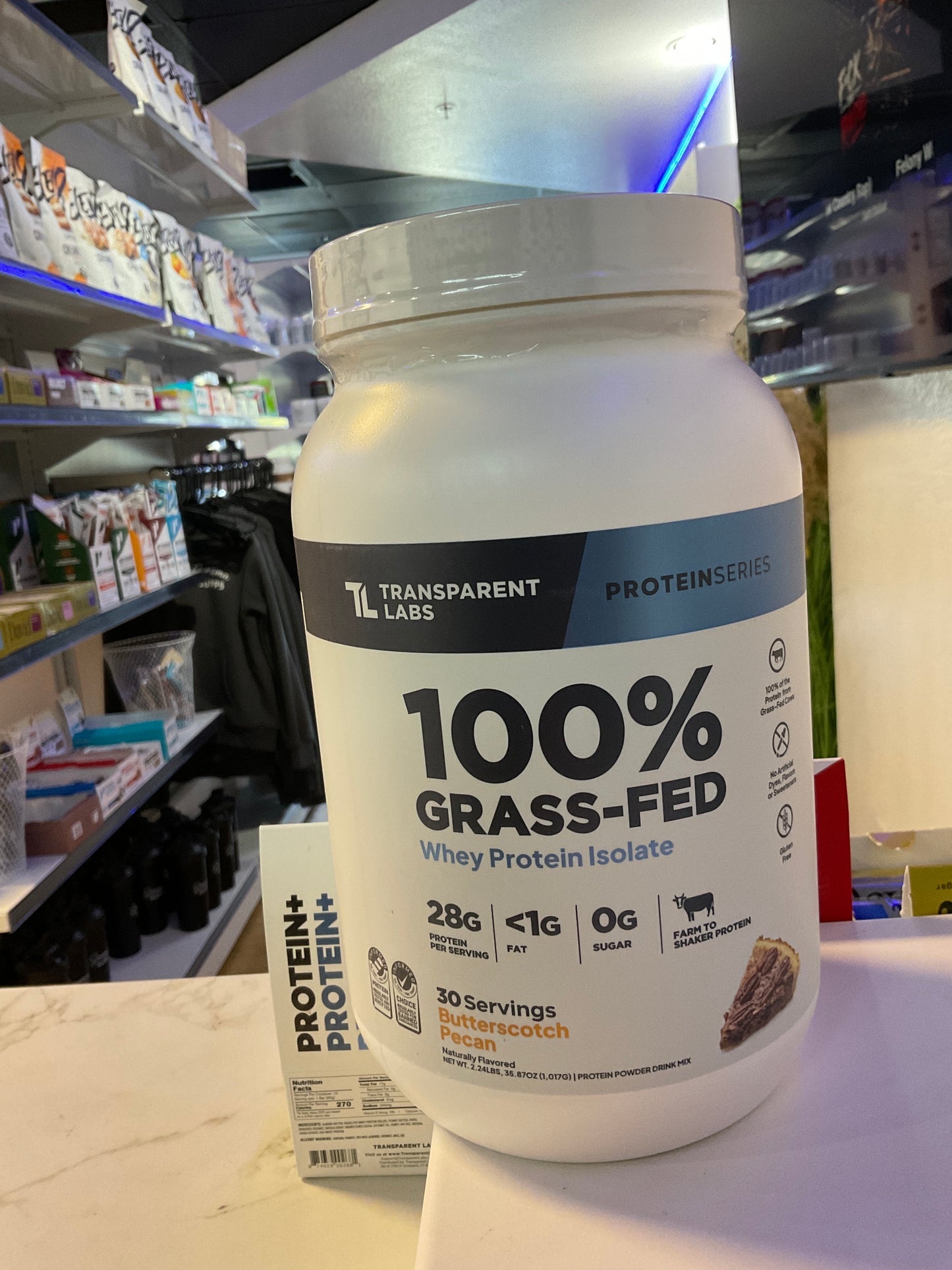 TLs Grass fed whey protein Butterscotch Peacan