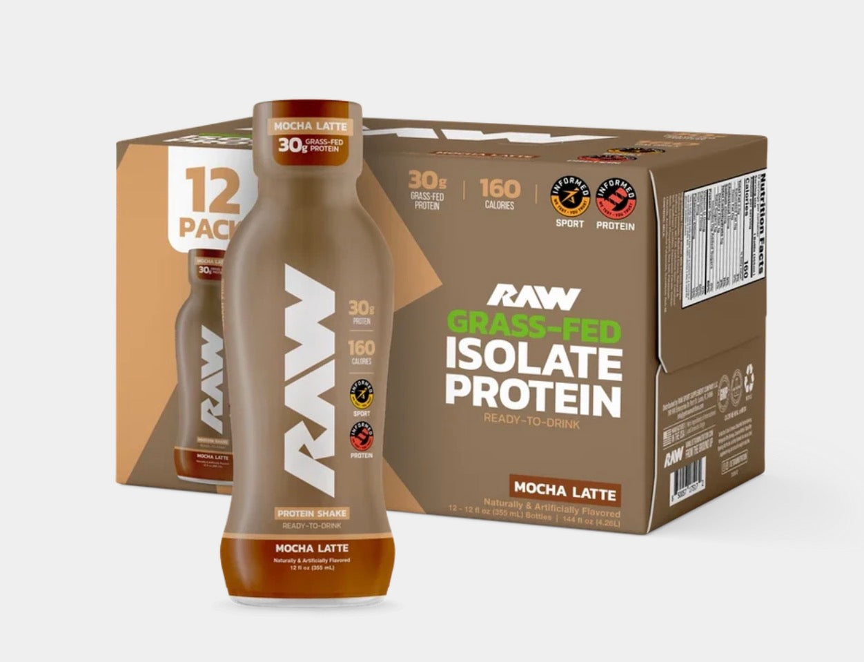 RAW NUTRITION - RTD PROTEIN - Mocha Latte - SINGLES