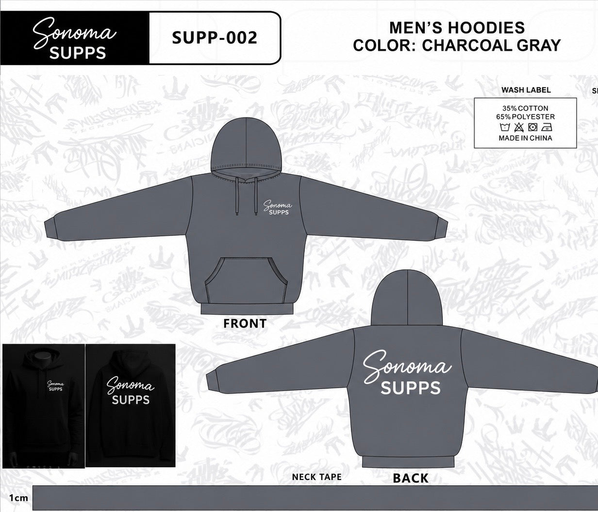 LOGO HOODIE SWEATSHIRTS - GRAY - S