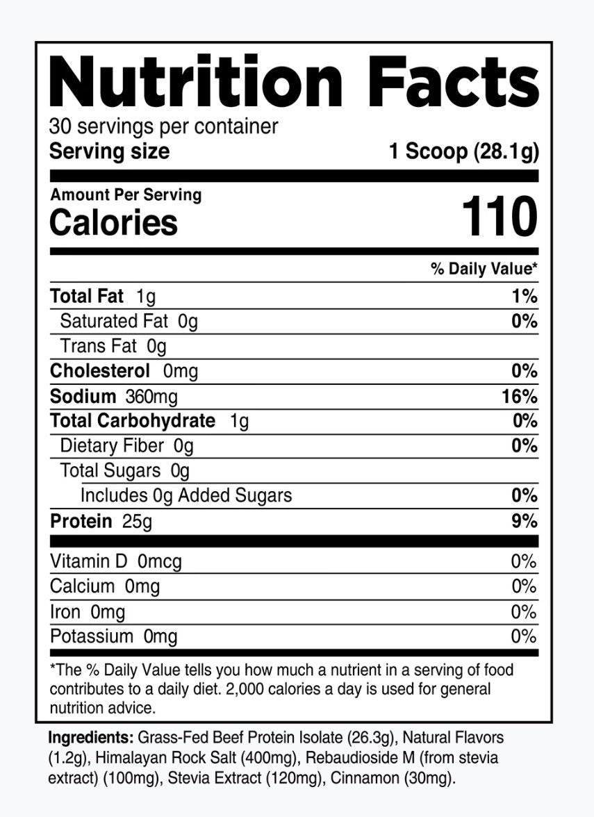 TLs Grass fed Beef ISO Vanilla